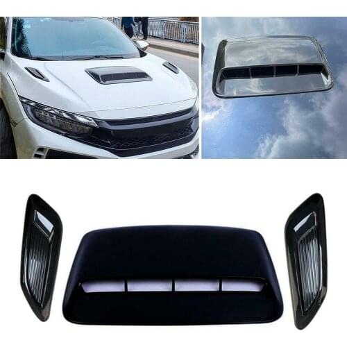Car Decorative Air Flow Intake Hood Scoop Vent Bonnet Cover Glossy Black Universal Car Air Flow Vent Covers