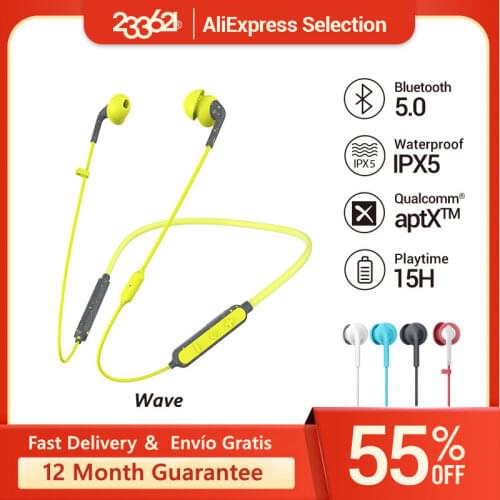 233621 Wave Bluetooth 5.0 Wireless Neckband Headphones 15 Hrs Playtime Stable Reliable Fast Pairing, Bluetooth 5.0,red