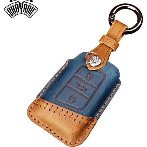 Car key case for Volkswagen Passat Golf Magotan Crazy Horse Leather Key Case Leather Car Keychain
