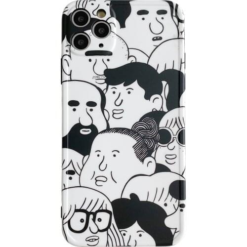 Cartoon Crowded People Case for iPhone 12 Pro Max Back Phone Cover for 12 Mini 11 Pro Max X XS XR 8 7 Plus SE 2020 Capa