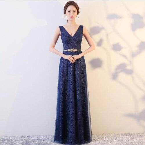 Chinoise V Neck Cheongsam Modern Black Evening Dresses Oriental Style Party Gown Qi Pao Women Chinese Dress Qipao Promotion