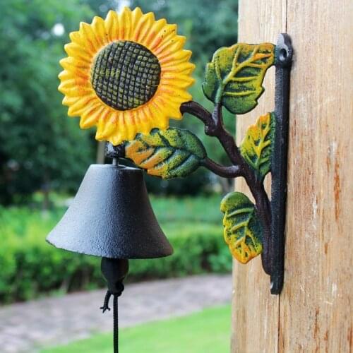 Cast Iron Crafts Passionate Sunflower Vintage Iron Doorbell Bell Wall Decoration Courtyard Home Decoration