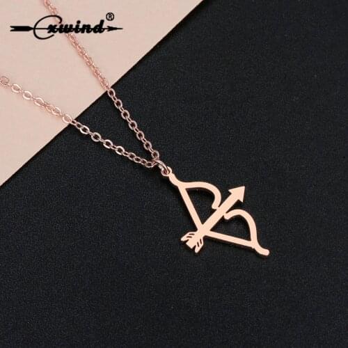 Cxwind Fashion Gold Cupid Bow & Arrow Pendant Necklace Katniss Archery Charm Chain Necklace for Women Girls Simple Dainty Choker
