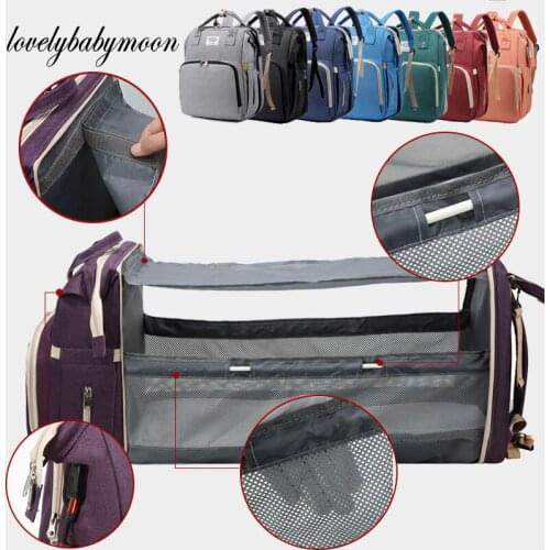 USB Crib Design Diaper Bags High capacity Waterproof Mummy Bag Fabric Nappy Backpack Changing Pad Hooks Maternity Solid color