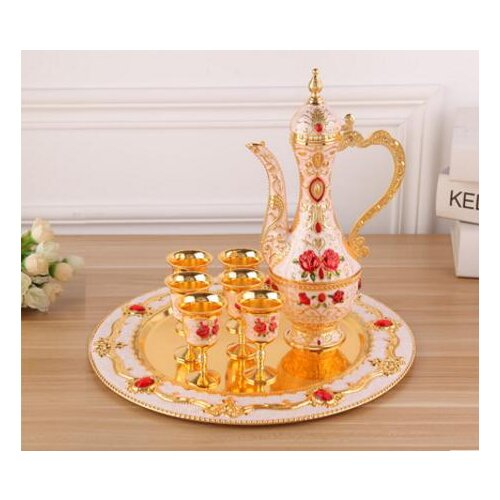 Europe Rose patter Coffee/Wine/tea Set zinc metal wine glass barware set for home/bar/dining decoration wine tool set JJ070
