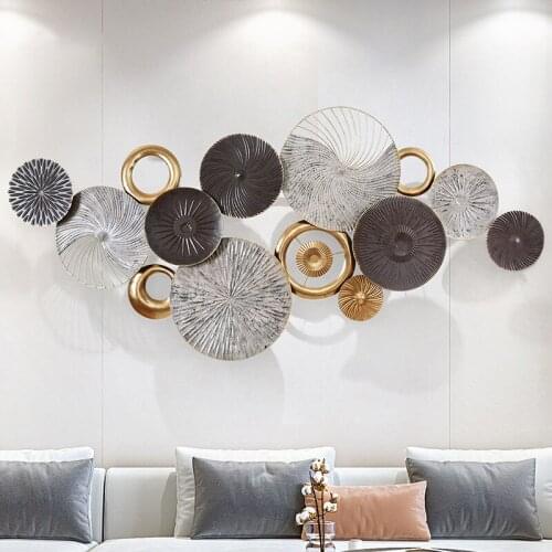 European Style Living Room Dining Room Wall Decoration Sofa TV Background Wall Round Light Luxury Wrought Iron Wall Pendant