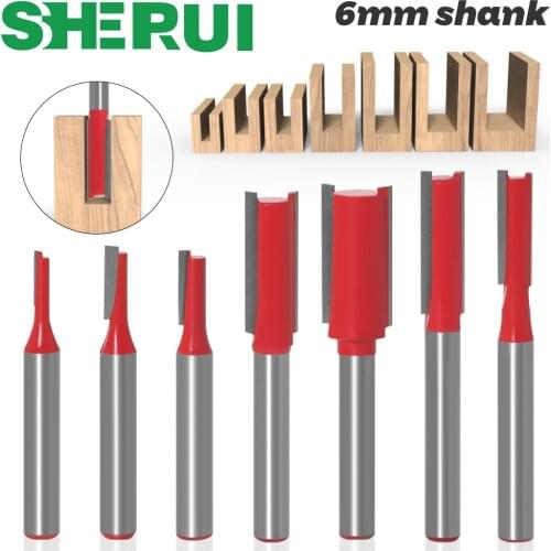 1pc 6mm Shank Straight Bit Tungsten Carbide Single Double Flute Router Bit Wood Milling Cutter for Woodwork Tool