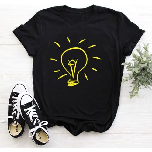 Light bulb Print T Shirt Women Summer Harajuku T Shirt Fashion Tops Female T-shirt Casual Tee Woman Clothing TX9506