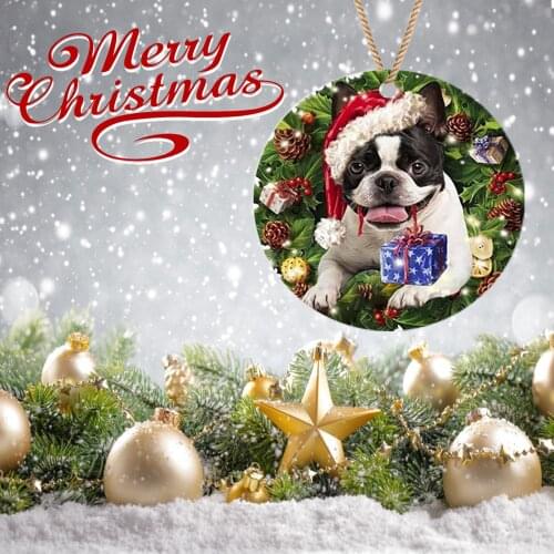 Cute Wooden Mini Puppy Printed Ornaments Pendant Kids Gift Toys for Christmas Party Christmas Trees Decoration B1
