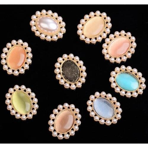 Fashion 10pcs/lot 34*29mm Oval Decorative Metal Rhinestone Button Flat Back Rose Gold Base Diy Accessories Scrapbooking