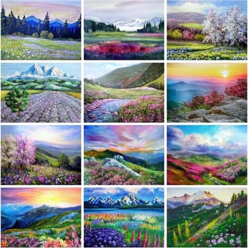 MomoArt 5D DIY Diamond Painting Mountain Rhinestone Picture Diamond Embroidery Flower Diamond Mosaic Landscape Home Decor Gift