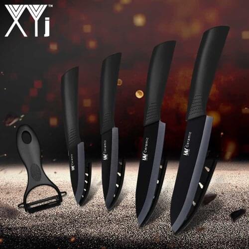 XYj Ceramic Kitchen Knives Set 3" Paring 4" Utility 5" Slicer 6" Chef + Peeler Fruit Zirconia Ceramic Blade Kitchen Knife Set