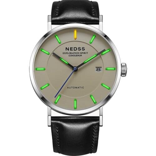 NEDSS Men's Watch With Leather Strap