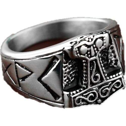 Stainless Steel Norse Viking Nordic Myth thor hammer High Quality fashion wholesale ring fashion jewelry