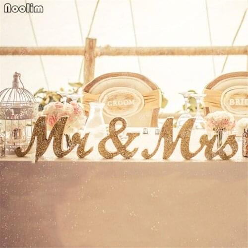 NOOLIM Gold Wooden Mr & Mrs Standing Letters Wedding Table Centrepiece Reception Sign Party Wedding Decoration Party Supplies