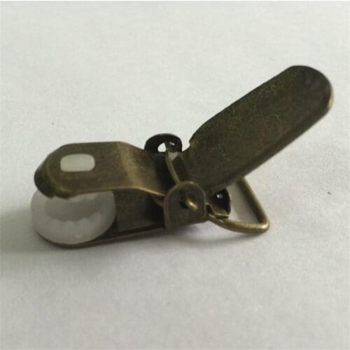 New 15mm 10 pcs/lot antique bronze Lead Free Metal Suspender Paci Pacifier Ribbon Clips Hook Holder Ribbon Craft Sewing Tool