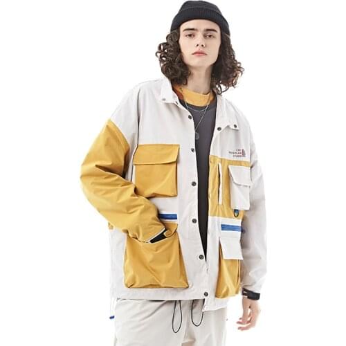 New Arrival Stylish Western Style Color Patchwork Multi-Pockets Mens Jackets Casual Safari Style Male Windbreaker Coats