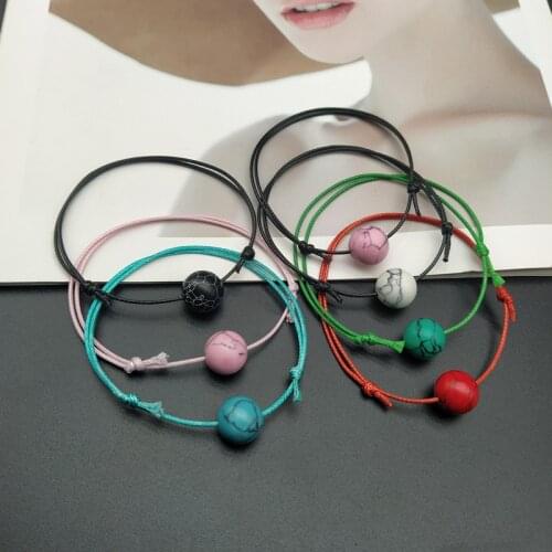 New Fashion Bracelet for Women and Men Artificial Stone Ball Charm Bracelets Rope Chain Bracelets Gifts for Lovers