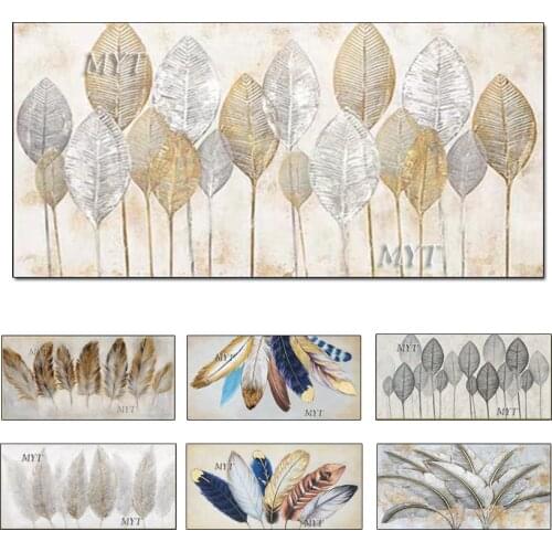 3D Thick Texture White Feather Oil Painting Art Hand-painted New Wall Decoration Oil Paintings Canvas Wall Art Picture Unframed