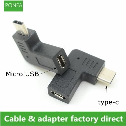 Type-C male 90 Degree USB Right Angled to Micro USB 2.0 5pin female Elbow Charging Data Adapter Connector Plug Micro USB