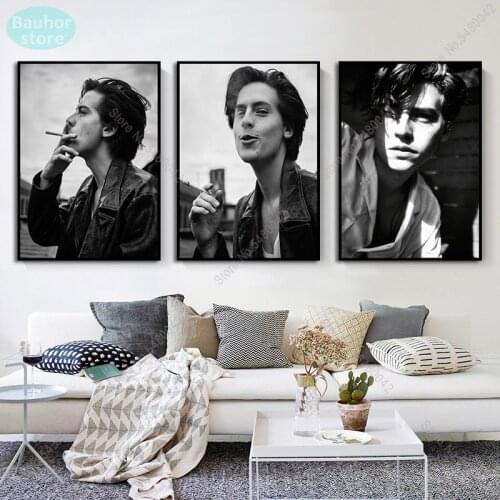 Cole Sprouse Poster Movie Star Actor Black and White Canvas Painting Posters and Print Wall Art Picture for Room Home Decoration