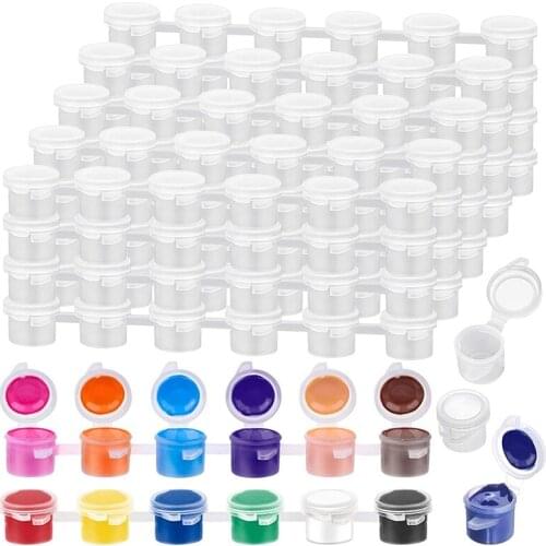 PPYY-240Pieces Empty Paint Pot, 40 Strips Acrylic Mini Paint Container Strips Storage with Lids for Arts and Crafts Paint 3Ml