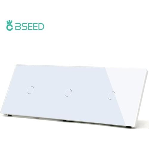 BSEED Touch Light Switches Touch Sensor Wall Switch Glass Panel 3Gang 1Way Switches Dark Blacklight White Black Golden 300W/Gang