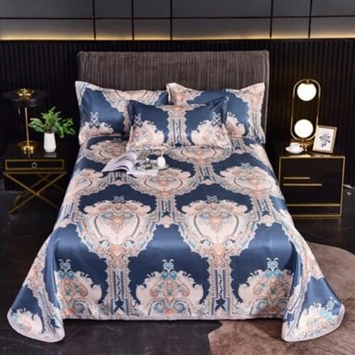 Rayon Bed Sheet 1PCS Mod Bed Sheets Soft For King/Queen Size Single Home 1.5/1.8/2M Bed Bedding Cover Flat Sheet 2Pillowcases