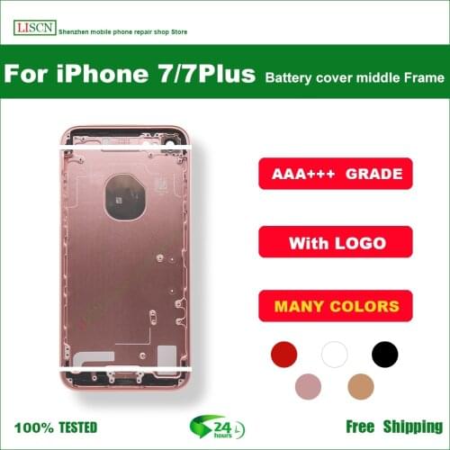 For iPhone 7 Battery Back Cover + Middle Chassis Frame + SIM Tray + Side Key Parts Housing Case No Flex Cable
