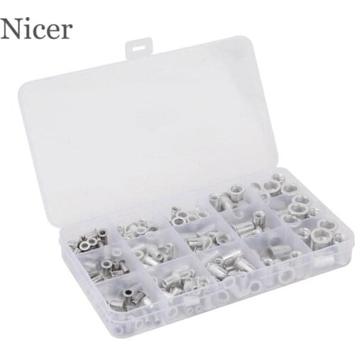 Stainless Steel Rivets Nuts Insert Flat Head 150 Pcs/lot Threaded Nut Sert Cap for Riveter Riveting Nut Gun Tools Rustproof Set