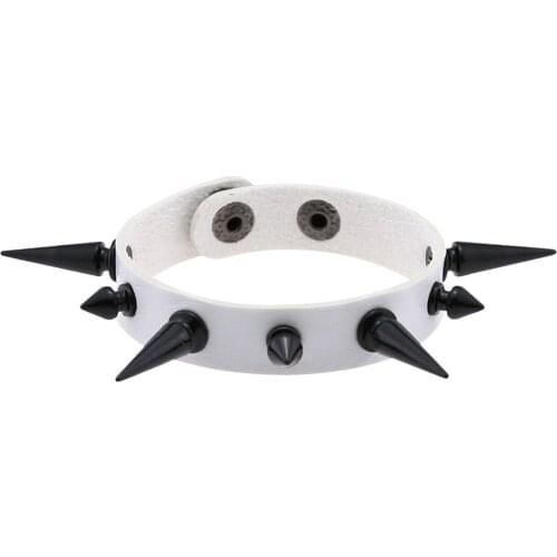 ZIMNO Gothic Black Spiked Punk Egirl Bracelets Sexy Spikes Rivets Studded Bracelet for Women Men Bondage Cosplay Goth Jewelery