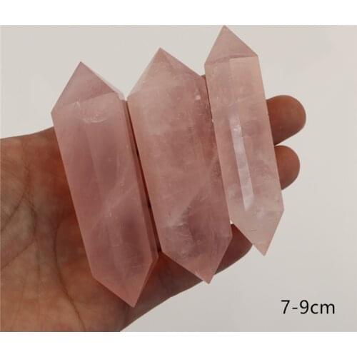 1PC Natural Stones Crystal Point Wand Rose Quartz Healing Stone Energy Ore Mineral Crafts Home Decoration
