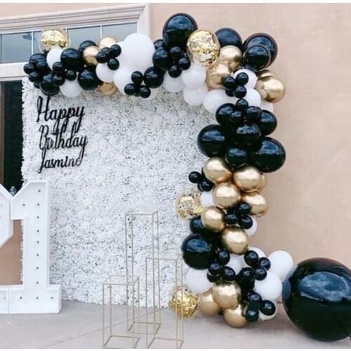 118pcs Black Chrome Confetti Balloon Garland Arch Kit Gold White Globos Wedding Birthday Party Valentine Fathers Day Decors