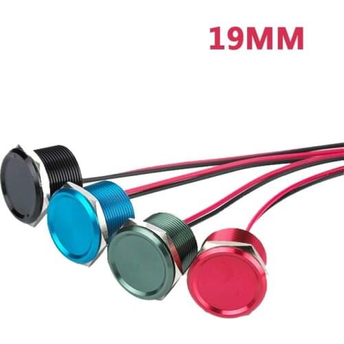 19mm Piezo Switches Aluminum Electrical Equipment waterproof IP68 NO Lamp Voltage Switch Momentary Operation Type