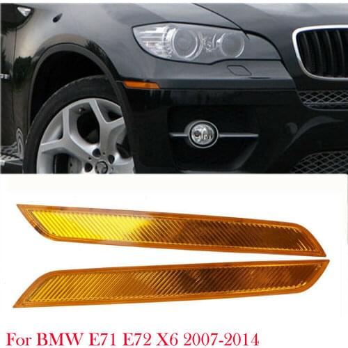 2 For BMW X6 E71 E72 2007-2014 Amber Front Bumper Side Marker Reflector Light