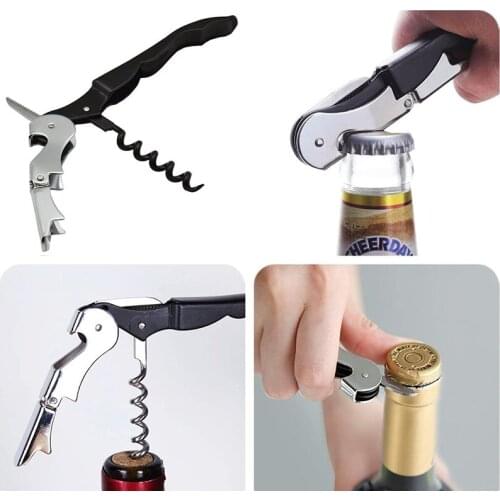 3 in 1 High Quality Mini Corkscrew Pocket Wine Opener Stainless Steel Corkscrew Waiters Friend Wine Beer Bottle Cap Opener