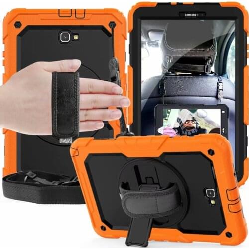 360 Degree Kids Silicone Hard Cover+Neck Strap & Hand Strap Case For Samsung Galaxy Tab A A6 10.1 2016 T580 T585 tablet +pen