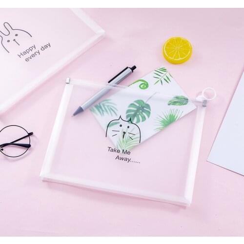 40pcs Cute Cartoon Folder Transparent File Bag Pencil and Pen Bags File Organizer Document Holder Document Bag for School Office