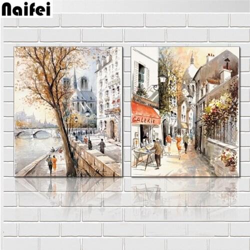 5D square round Diamond Painting Street-scenery Cross Stitch Kit DIY Set Embroidery Rhinestone mosaic landscape Home Decor