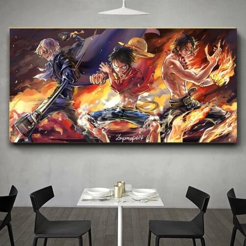 Anime One Piece Luffy Zorro Ace Waterproof Canvas Painting Home Decor Poster Wall Art Prints Wall Decor Anime Poster