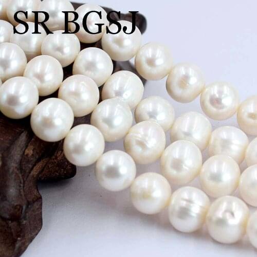 Free Shipping 10x12mm High Quality Egg Shape 3A White Freshwater Pearl Beads Strand 15inch