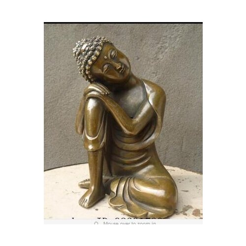 ART BRONZE DECORATION CRAFTS BRASS CHINESE FENGSHUI HANDMADE OLD BRASS COPPER STATUE SLEEPING SAKYAMUNI BUDDHA