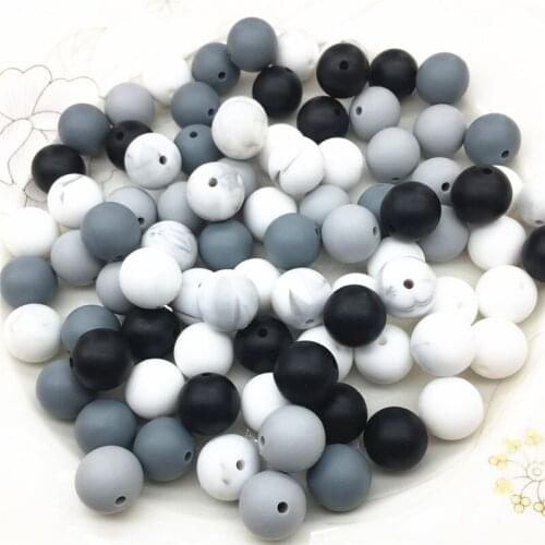 Chenkai 100pcs 9mm 12mm 15mm Silicone Beads DIY Baby Pacifier Dummy Nursing Jewelry Sensory Teether Toy BPA Free Teething Beads