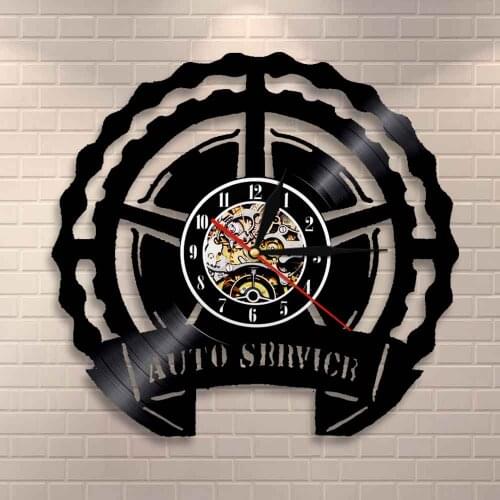 Racing Automobile Auto Car Mechanic BusinessService Car Sign Wall Clock Car Wheel Repair Shop Garage Vehicle Vinyl Record Clock