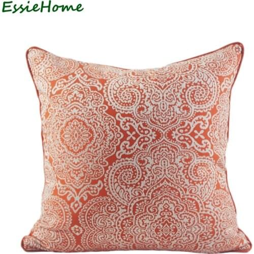 ESSIE HOME 45*45 cm Chinese Pattern Orange White Pillow Case Cushion Cover Jacquard Tangerine Cushion With Piping Edge