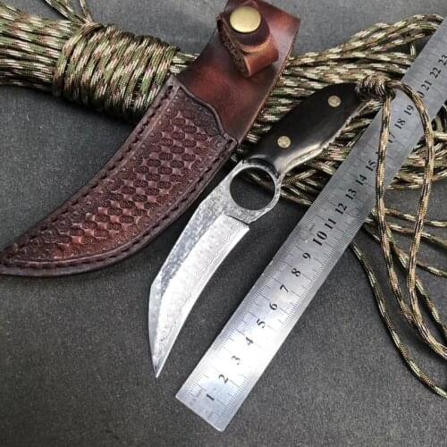 Damascus VG10 Steel Fixed Blade Straight Knife High Hardness Rescue Tools Outdoor Camping Tactical Karambit Knife