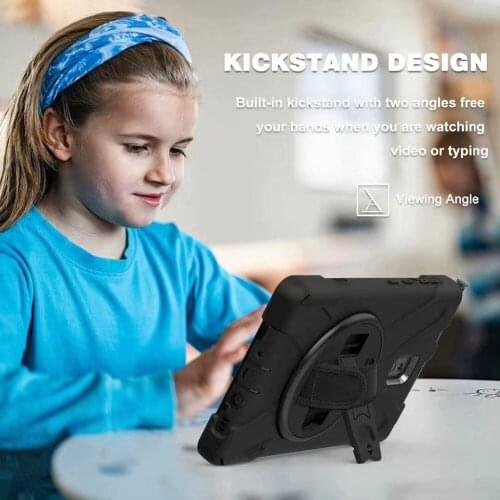 Kids Safe 360 Degree Case for Samsung Tab Active3 8" 2020 T570 T575 8.0inch tablet Silicone Hard Cover + Neck Strap Hand Strapa