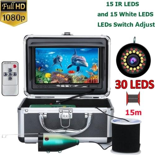 7inch 15M/30M 1080P Double lamp Fish Finder Underwater Fishing Camera15pcs White LEDs+15pcs Infrared Lamp Camera For Ice Fishing