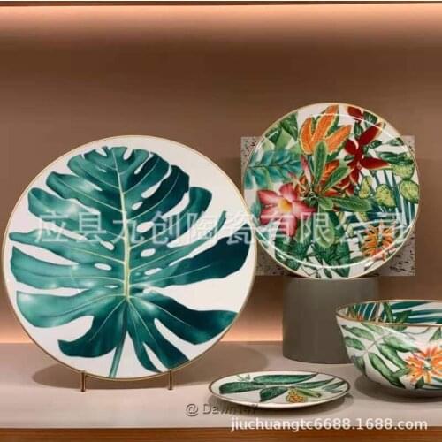 Cross border European Western food plate steak plate Hotel bone china tableware bowl plate set