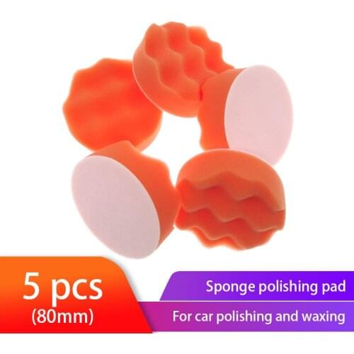 5Pcs 80MM Wave Buffing Sponge Pad auto polishing kit Scouring Pad All Purpose for Car Bathroom Kitchen
